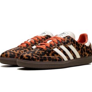 adidas Leopard Print Sneakers with Orange and White Accents